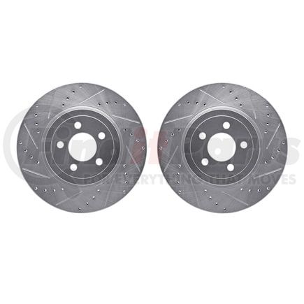 Dynamic Friction Company 7002-39004 Brake Rotors - Drilled & Slotted - Silver