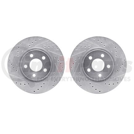 Dynamic Friction Company 7002-39016 Brake Rotors - Drilled & Slotted - Silver