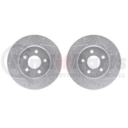 Dynamic Friction Company 7002-40015 Brake Rotors - Drilled & Slotted - Silver