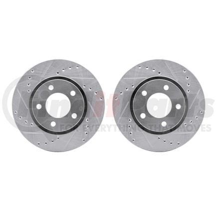Dynamic Friction Company 7002-40018 Brake Rotors - Drilled & Slotted - Silver