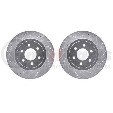 Dynamic Friction Company 7002-40043 Brake Rotors - Drilled & Slotted - Silver