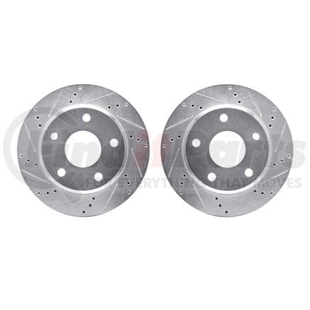 Dynamic Friction Company 7002-40044 Brake Rotors - Drilled & Slotted - Silver