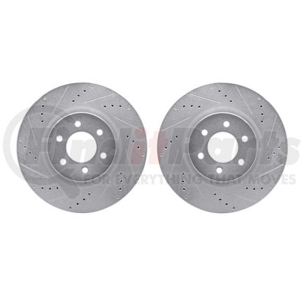 Dynamic Friction Company 7002-40075 Brake Rotors - Drilled & Slotted - Silver
