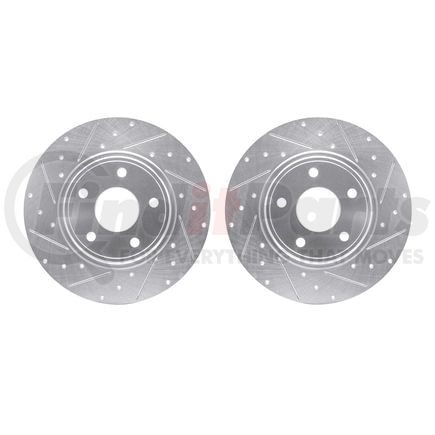 Dynamic Friction Company 7002-40085 Brake Rotors - Drilled & Slotted - Silver