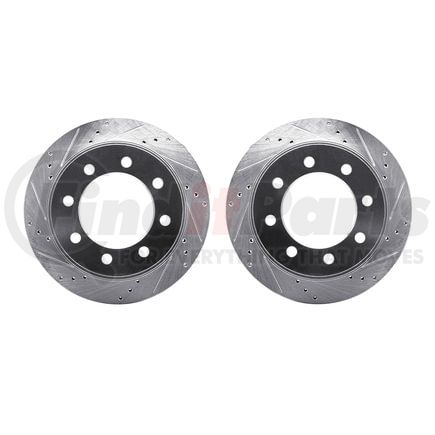 Dynamic Friction Company 7002-40095 Brake Rotors - Drilled & Slotted - Silver
