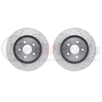 Dynamic Friction Company 7002-42017 Brake Rotors - Drilled & Slotted - Silver