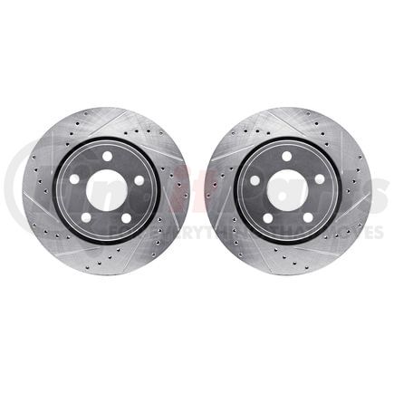 Dynamic Friction Company 7002-42014 Brake Rotors - Drilled & Slotted - Silver