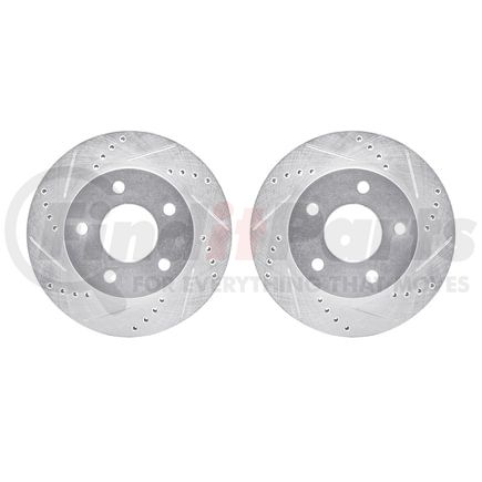 Dynamic Friction Company 7002-45003 Brake Rotors - Drilled & Slotted - Silver