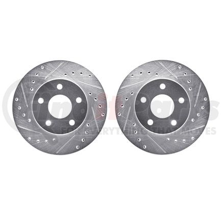 Dynamic Friction Company 7002-47015 Brake Rotors - Drilled & Slotted - Silver