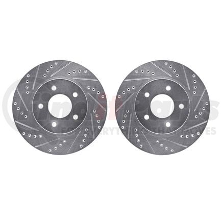Dynamic Friction Company 7002-47036 Brake Rotors - Drilled & Slotted - Silver