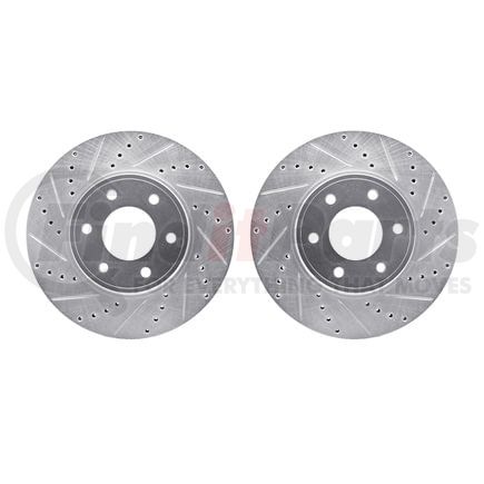 Dynamic Friction Company 7002-47047 Brake Rotors - Drilled & Slotted - Silver