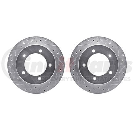 Dynamic Friction Company 7002-47045 Brake Rotors - Drilled & Slotted - Silver