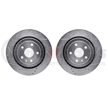 Dynamic Friction Company 7002-47052 Brake Rotors - Drilled & Slotted - Silver
