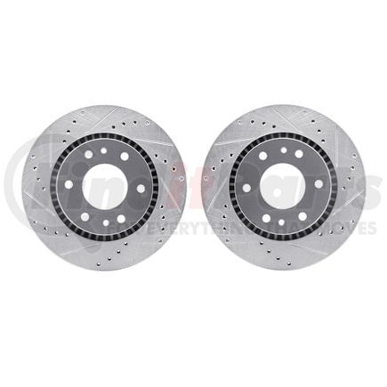 Dynamic Friction Company 7002-48004 Brake Rotors - Drilled & Slotted - Silver