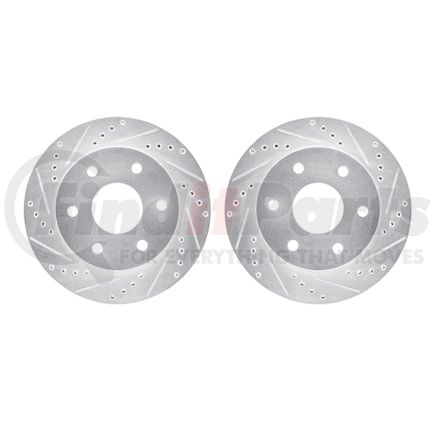 Dynamic Friction Company 7002-48008 Brake Rotors - Drilled & Slotted - Silver
