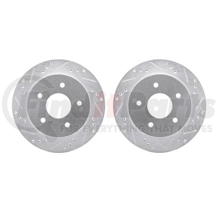 Dynamic Friction Company 7002-48060 Brake Rotors - Drilled & Slotted - Silver