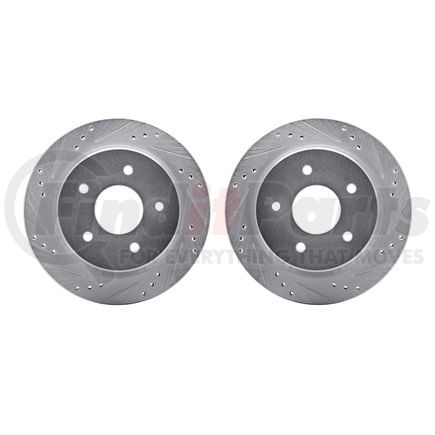 Dynamic Friction Company 7002-48061 Brake Rotors - Drilled & Slotted - Silver