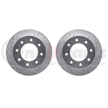 Dynamic Friction Company 7002-48068 Brake Rotors - Drilled & Slotted - Silver