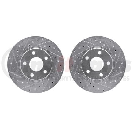 Dynamic Friction Company 7002-52000 Brake Rotors - Drilled & Slotted - Silver