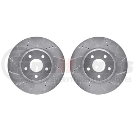 Dynamic Friction Company 7002-53000 Brake Rotors - Drilled & Slotted - Silver