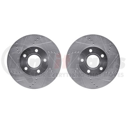 Dynamic Friction Company 7002-54018 Brake Rotors - Drilled & Slotted - Silver