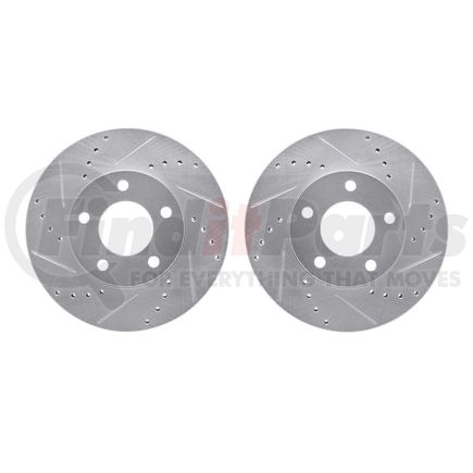 Dynamic Friction Company 7002-54056 Brake Rotors - Drilled & Slotted - Silver