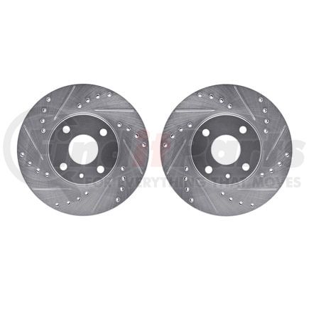 Dynamic Friction Company 7002-54061 Brake Rotors - Drilled & Slotted - Silver