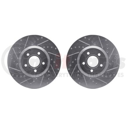 Dynamic Friction Company 7002-54058 Brake Rotors - Drilled & Slotted - Silver