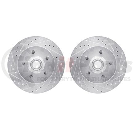 Dynamic Friction Company 7002-54068 Brake Rotors - Drilled & Slotted - Silver