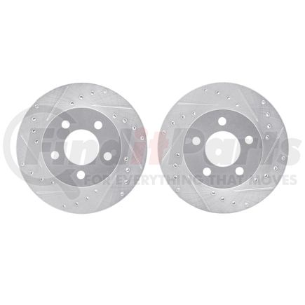 Dynamic Friction Company 7002-54073 Brake Rotors - Drilled & Slotted - Silver