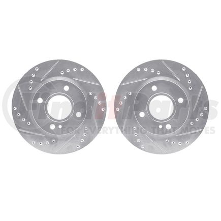 Dynamic Friction Company 7002-54132 Brake Rotors - Drilled & Slotted - Silver