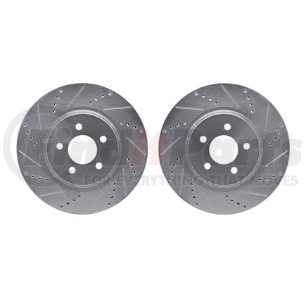 Dynamic Friction Company 7002-54153 Brake Rotors - Drilled & Slotted - Silver