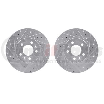 Dynamic Friction Company 7002-56008 Brake Rotors - Drilled & Slotted - Silver