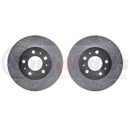 Dynamic Friction Company 7002-56007 Brake Rotors - Drilled & Slotted - Silver