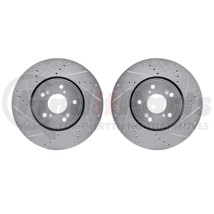 Dynamic Friction Company 7002-58005 Brake Rotors - Drilled & Slotted - Silver