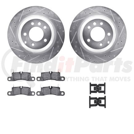 Dynamic Friction Company 7512-02139 Rotors-Drilled & Slotted-Silver w/ 5000 Advanced Brake Pads Incl Hdw