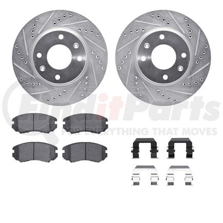 Dynamic Friction Company 7512-03000 Rotors-Drilled & Slotted-Silver w/ 5000 Advanced Brake Pads Incl Hdw