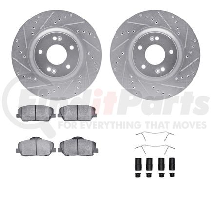 Dynamic Friction Company 7512-03004 Rotors-Drilled & Slotted-Silver w/ 5000 Advanced Brake Pads Incl Hdw