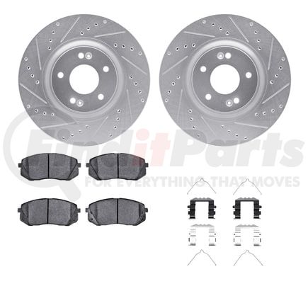 Dynamic Friction Company 7512-03003 Rotors-Drilled & Slotted-Silver w/ 5000 Advanced Brake Pads Incl Hdw
