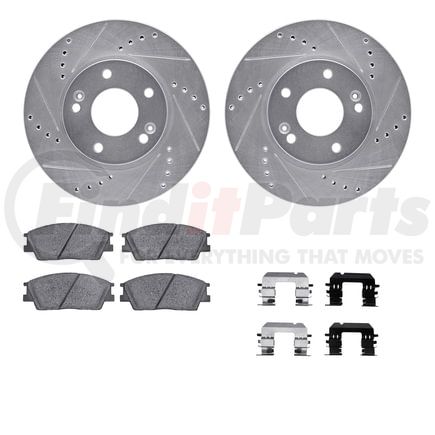 Dynamic Friction Company 7512-03080 Rotors-Drilled & Slotted-Silver w/ 5000 Advanced Brake Pads Incl Hdw