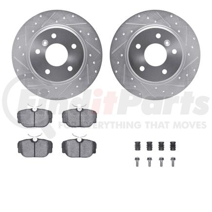 Dynamic Friction Company 7512-11000 Rotors-Drilled & Slotted-Silver w/ 5000 Advanced Brake Pads Incl Hdw
