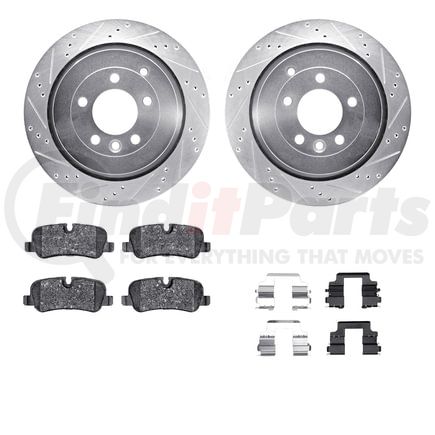 Dynamic Friction Company 7512-11026 Rotors-Drilled & Slotted-Silver w/ 5000 Advanced Brake Pads Incl Hdw