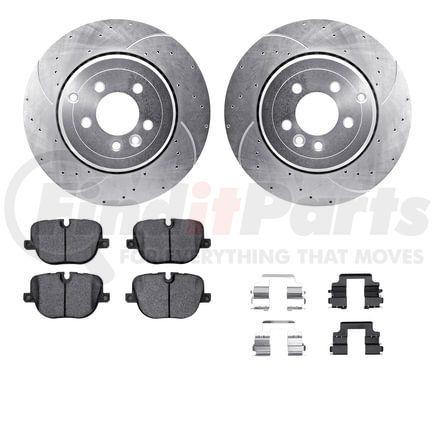 Dynamic Friction Company 7512-11024 Brake Rotor - Drilled & Slotted - Silver w/5000 Brake Pads & HW Kit