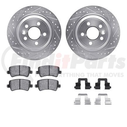 Dynamic Friction Company 7512-11034 Rotors-Drilled & Slotted-Silver w/ 5000 Advanced Brake Pads Incl Hdw