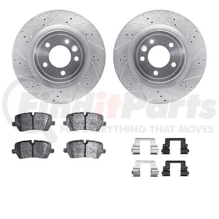 Dynamic Friction Company 7512-11039 Rotors-Drilled & Slotted-Silver w/ 5000 Advanced Brake Pads Incl Hdw