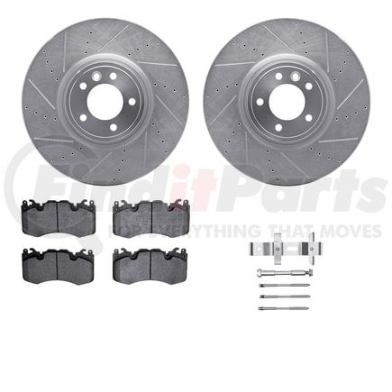 Dynamic Friction Company 7512-11176 Rotors-Drilled & Slotted-Silver w/ 5000 Advanced Brake Pads Incl Hdw