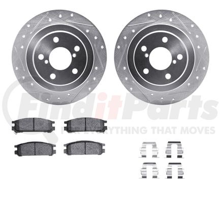 Dynamic Friction Company 7512-13008 Rotors-Drilled & Slotted-Silver w/ 5000 Advanced Brake Pads Incl Hdw