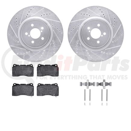 Dynamic Friction Company 7512-13015 Rotors-Drilled & Slotted-Silver w/ 5000 Advanced Brake Pads Incl Hdw