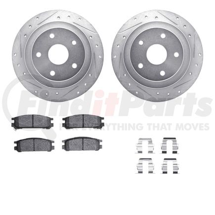 Dynamic Friction Company 7512-13013 Rotors-Drilled & Slotted-Silver w/ 5000 Advanced Brake Pads Incl Hdw