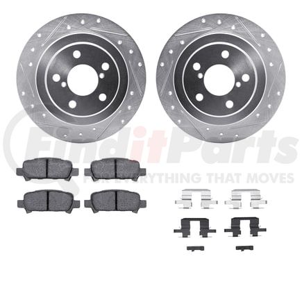 Dynamic Friction Company 7512-13024 Brake Rotor - Dimpled & Slotted - Silver w/5000 Brake Pads & HW Kit